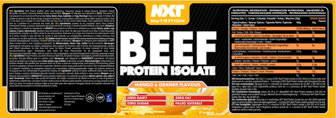 NXT Nutrition Beef Protein Isolate 540g