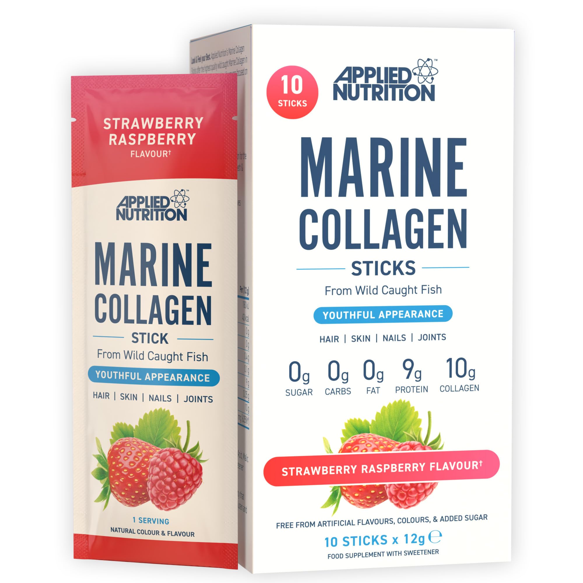 Applied Nutrition Marine Collagen Sticks - 12x12g / Strawberry Raspberry - Halal