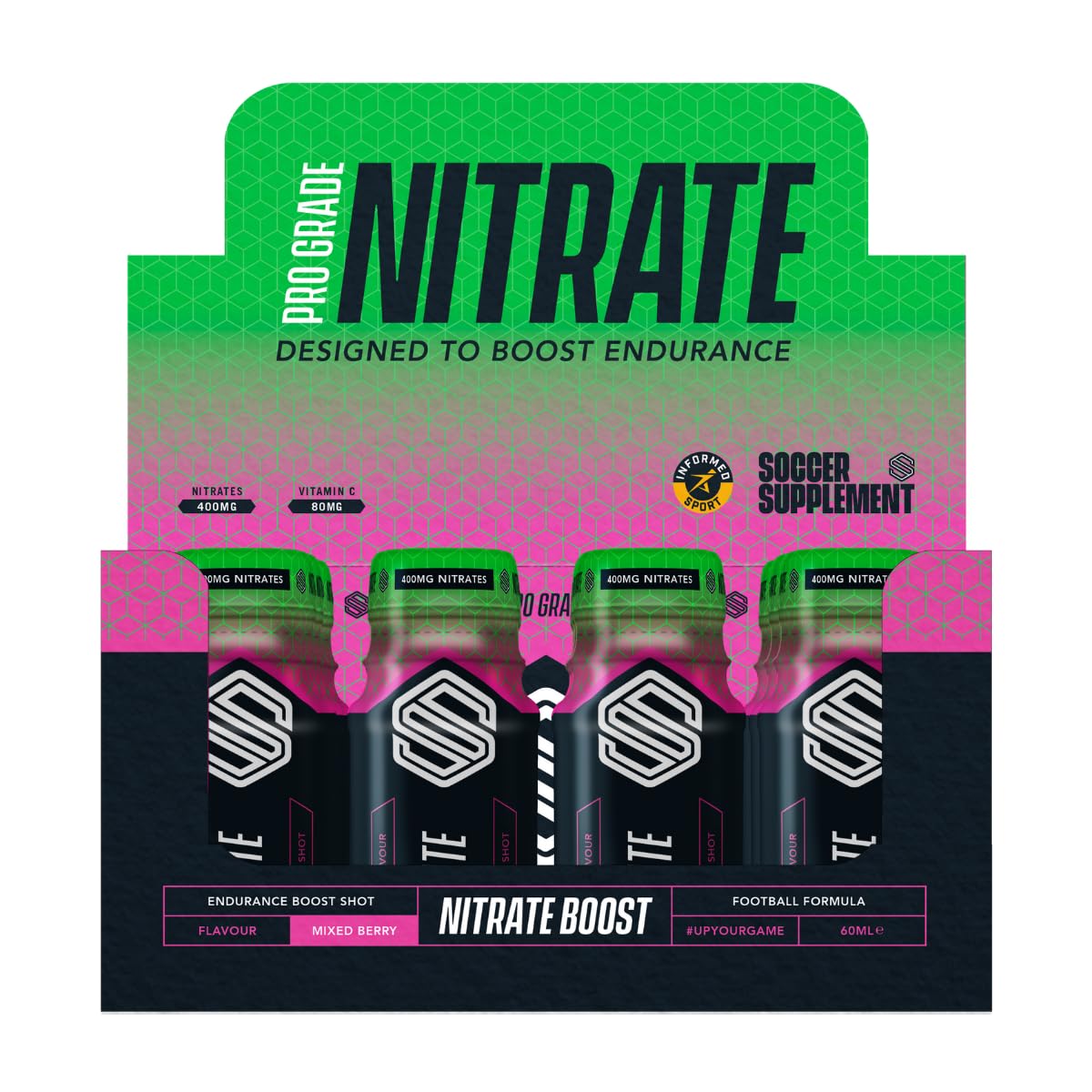 Multi-pack of Soccer Supplement Nitrate Shot for boosting athletic performance