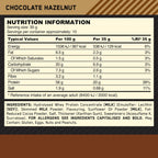 Nutritional info label for Optimum Nutrition Protein Hot Chocolate with protherma hydrolyzed whey