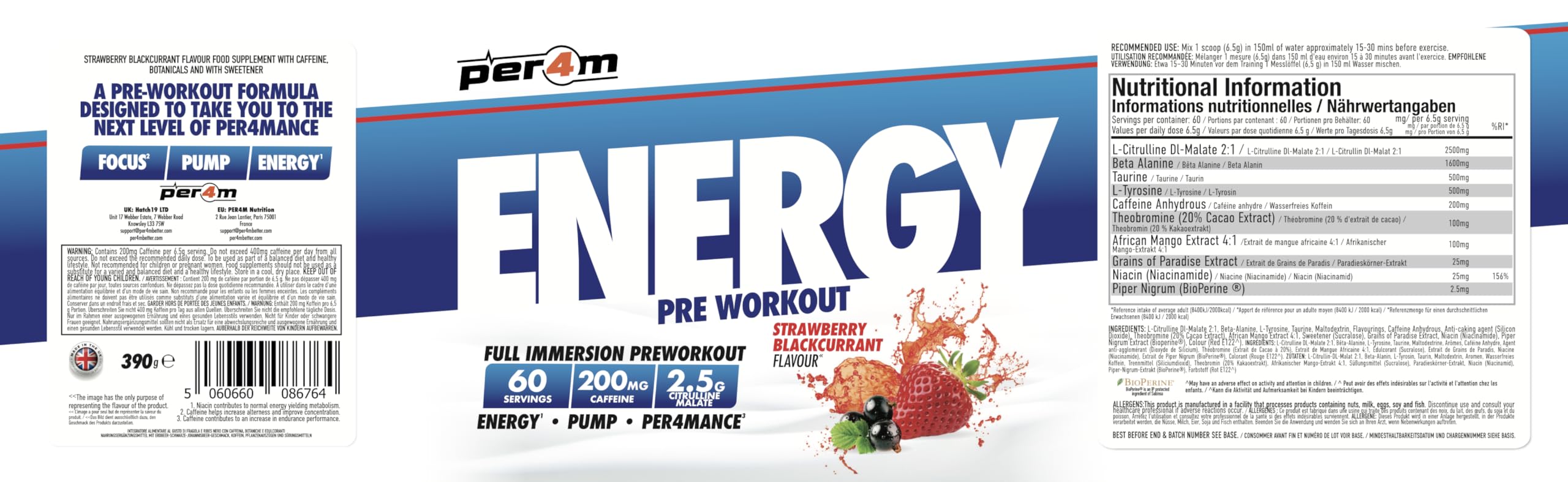 Per4m Energy Pre Workout - Pre-Workout Powder
