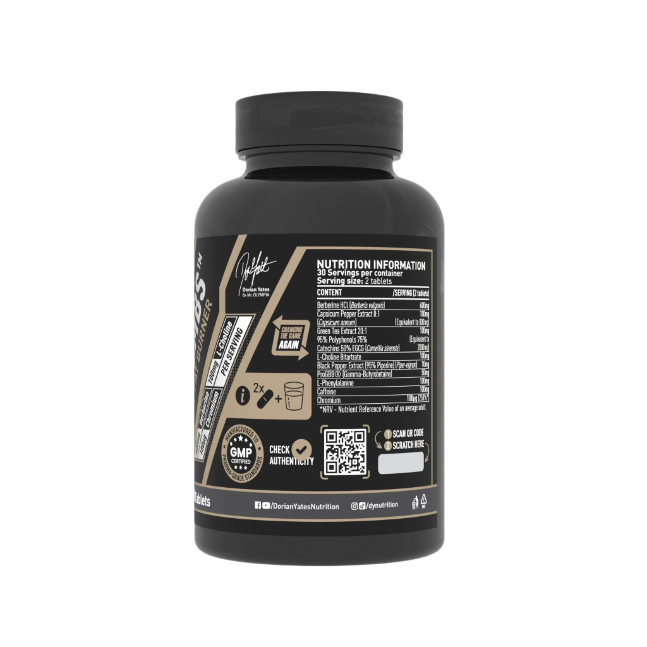 DY Nutrition Black Bombs - 60 Tabs / Unflavoured - Weight Loss Support Tablets