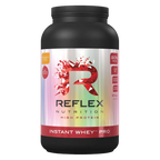 Black and red Reflex Nutrition Instant Whey Pro tub with metallic label for protein boost