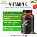 Feel Supreme Vitamin C supplement with acerola cherries, gentle non-acidic formula, 60 servings