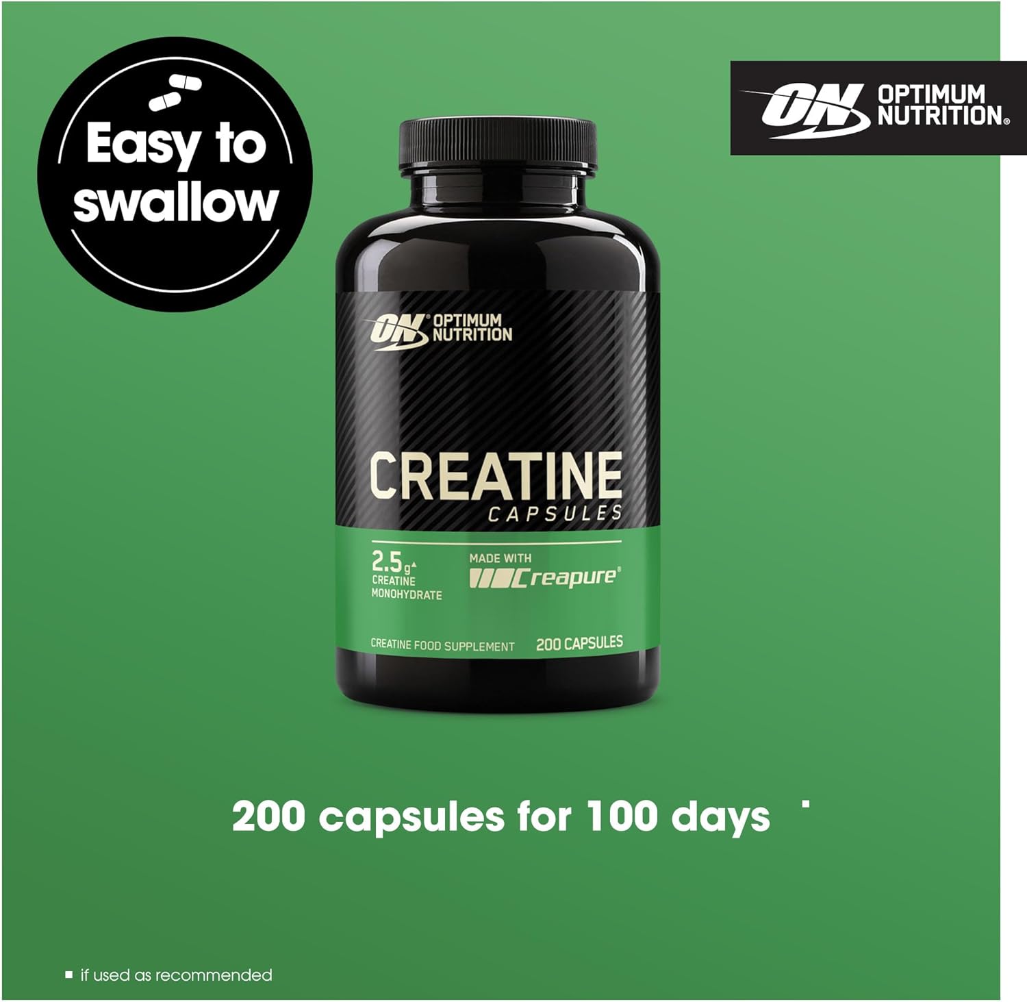 Optimum Nutrition Creatine 2500mg - 200 Caps - Creatine Capsules