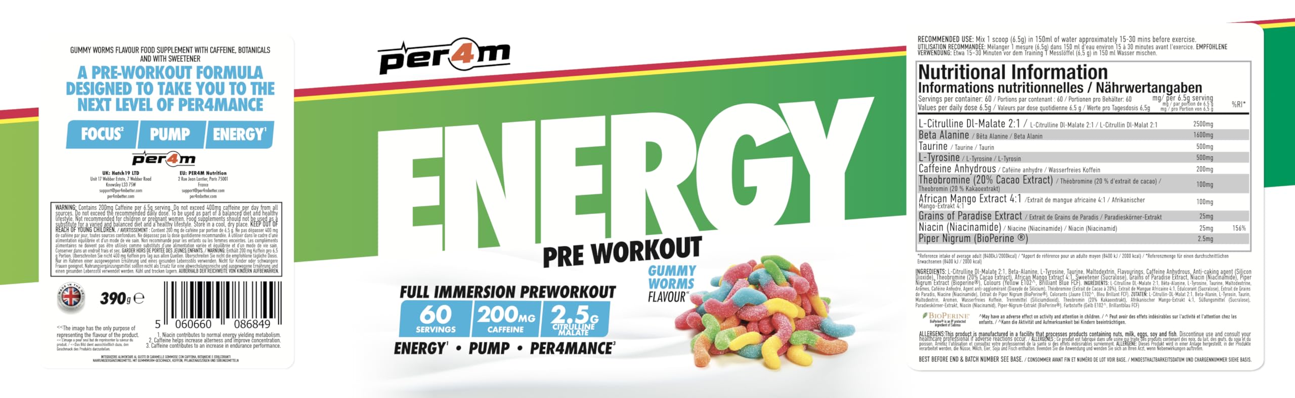 Per4m Energy Pre Workout - Pre-Workout Powder