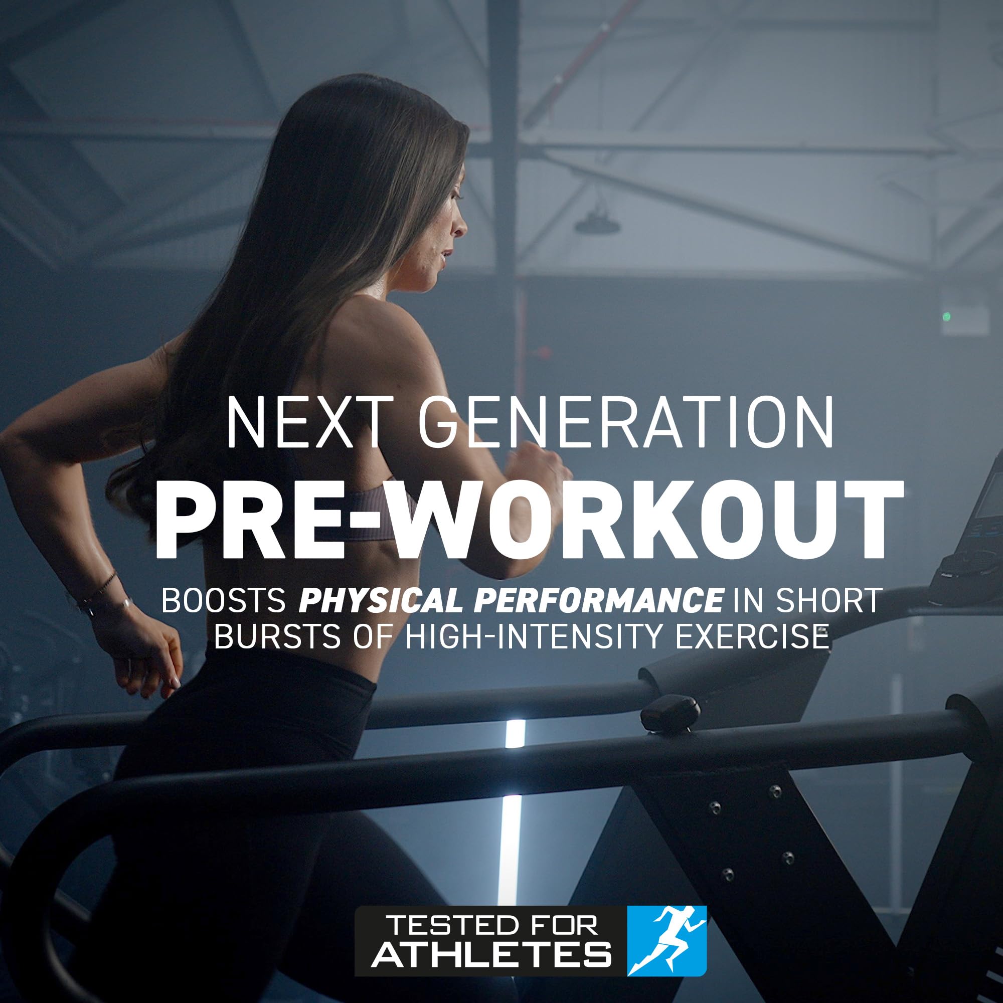 Woman running on treadmill with Applied Nutrition Pump 3G Zero containing citrulline malate and vitamin B12