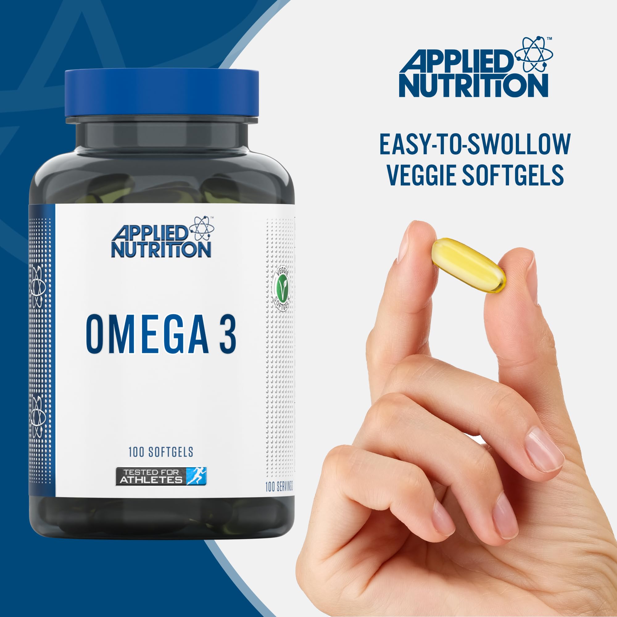 Applied Nutrition Omega veggie softgels with halal fish oil and eicosapentaenoic acid for athletes