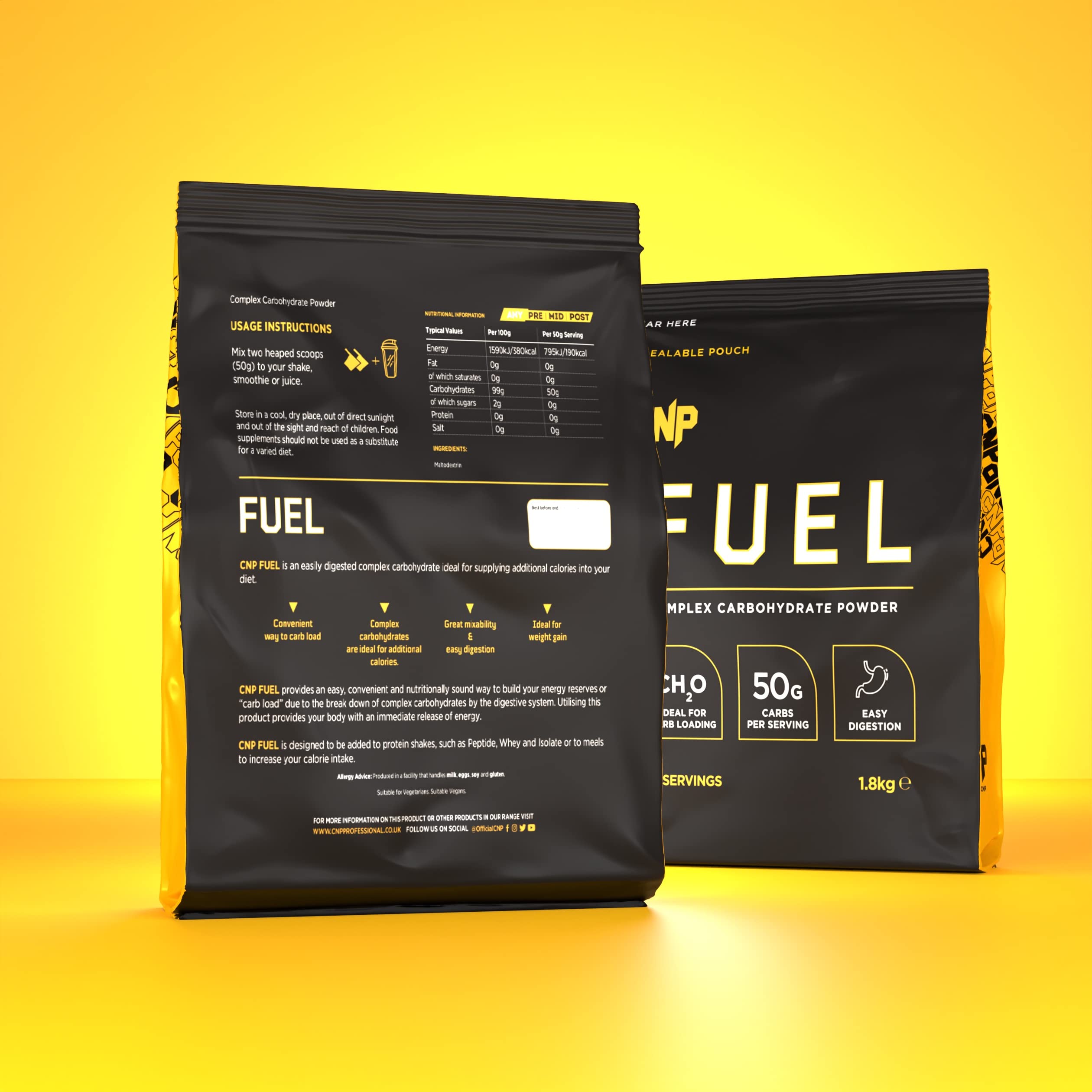 CNP Pro Fuel pouch with flavourless complex carbs powder for energy boost