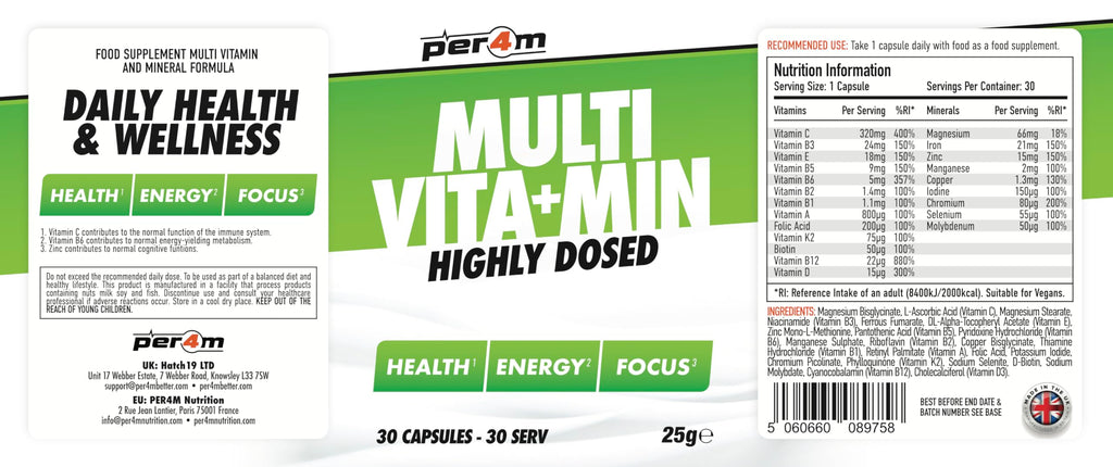 Per4m Multivitamin for immune health and mental clarity daily supplement