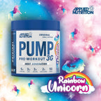 Blue tub of Applied Nutrition Pump 3G pre-workout supplement for energy and focus