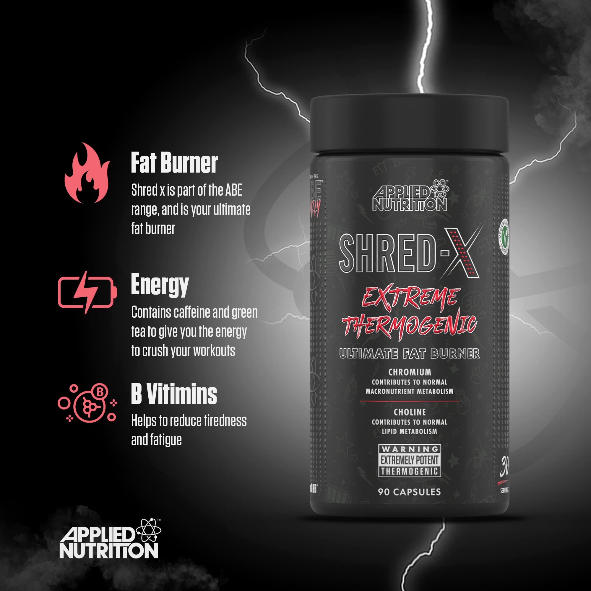 Applied Nutrition ABE (All Black Everything) Shred X - 90 Veg Caps - Fat Burners