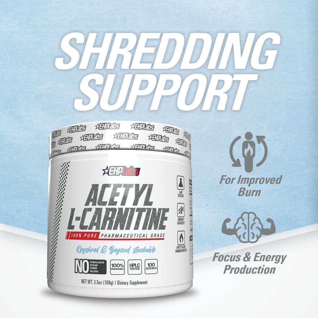 White tub of EHP Labs Acetyl L-Carnitine supplement for energy and focus