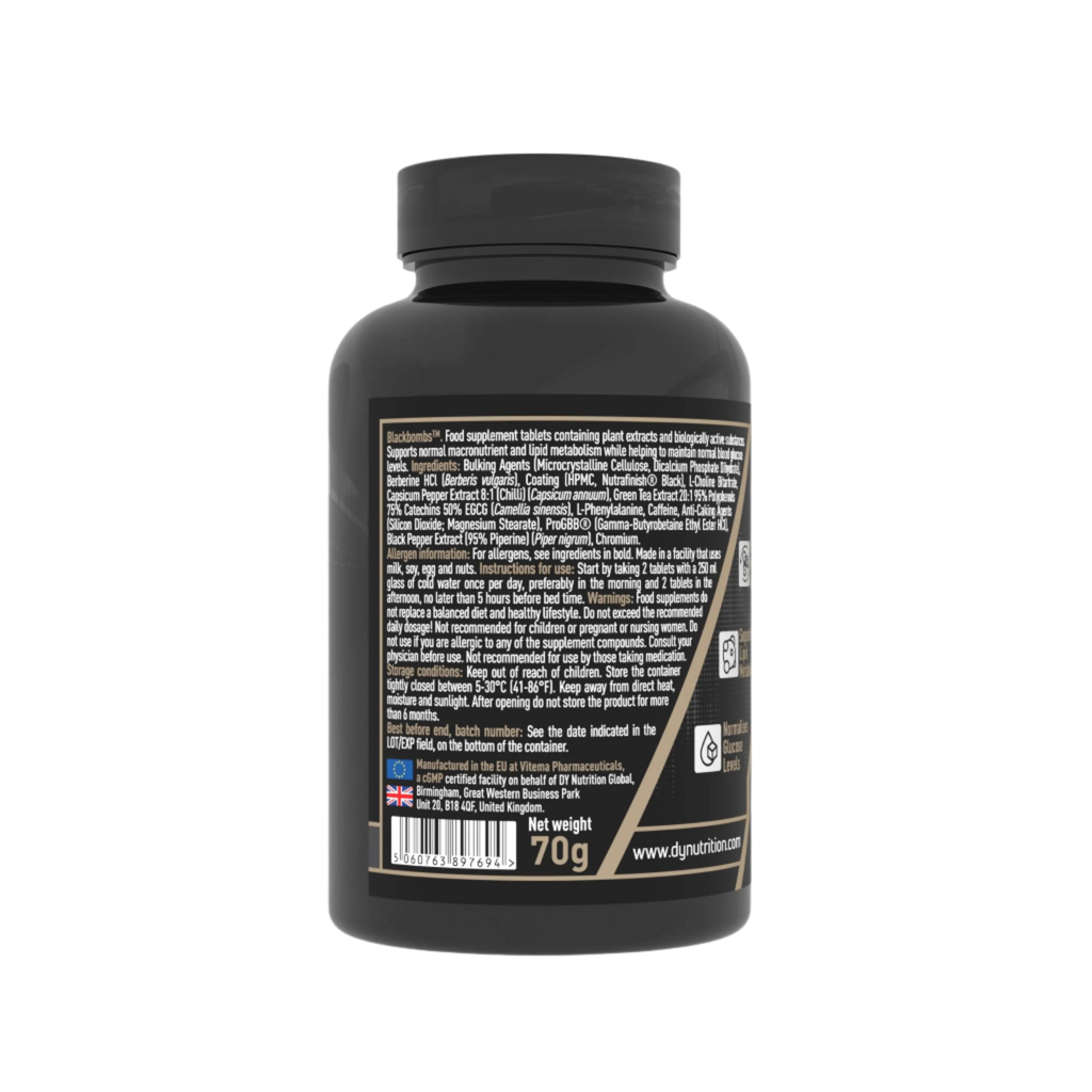 DY Nutrition Black Bombs - 60 Tabs / Unflavoured - Weight Loss Support Tablets