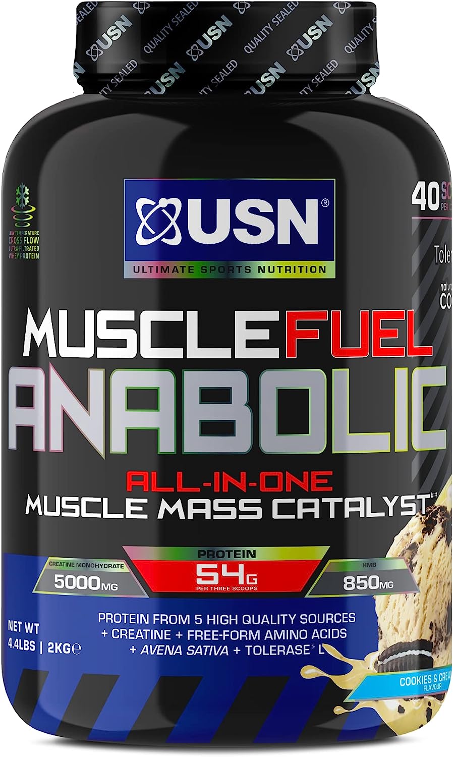 USN Muscle Fuel Anabolic - 2kg / Cookies & Cream - All-In-One Gainer Powder
