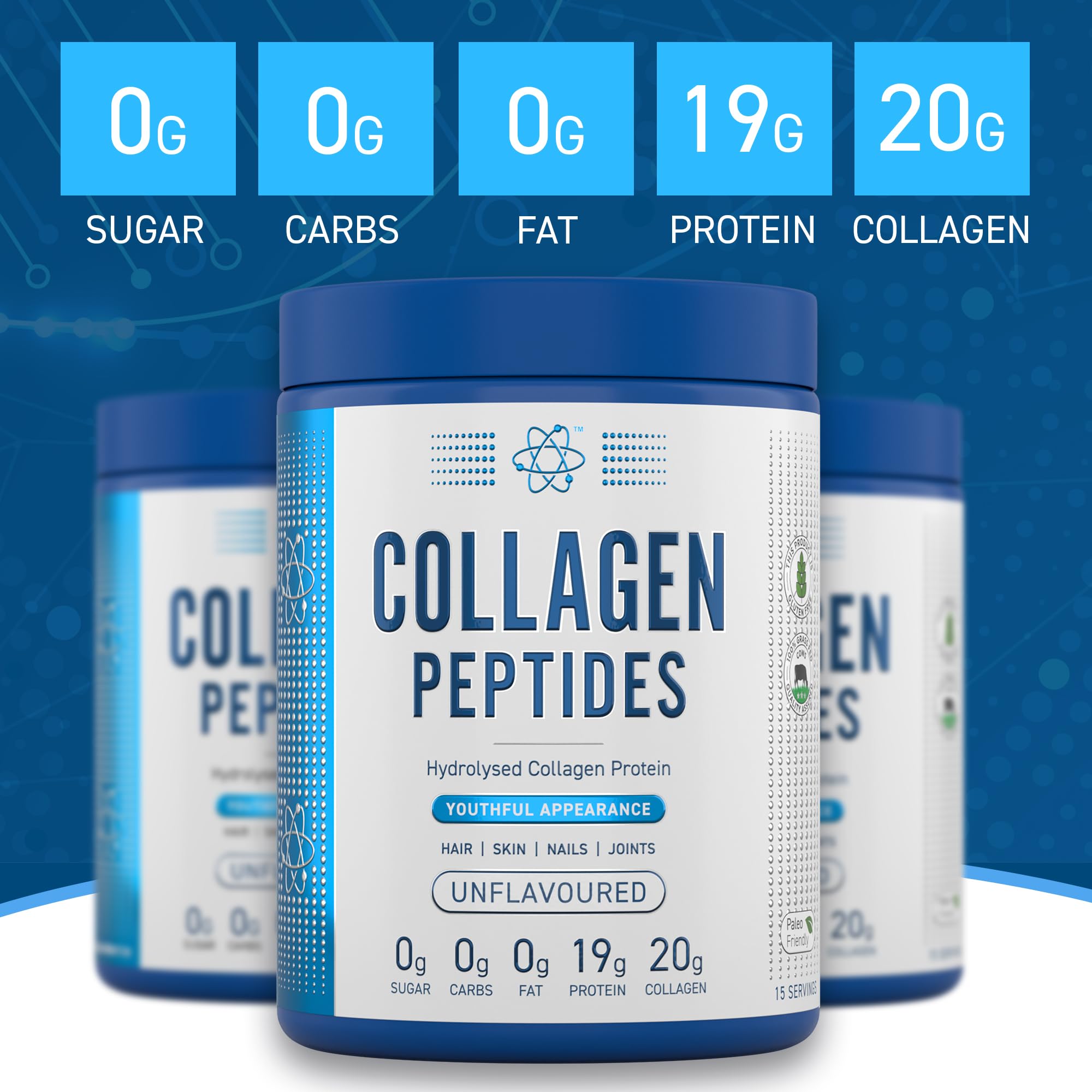 Applied Nutrition Collagen Peptides Unflavoured - 300g - Bovine Collagen Powder