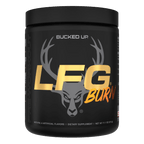 Black Bucked UP LFG pre-workout container with deer logo for transforming stored fat