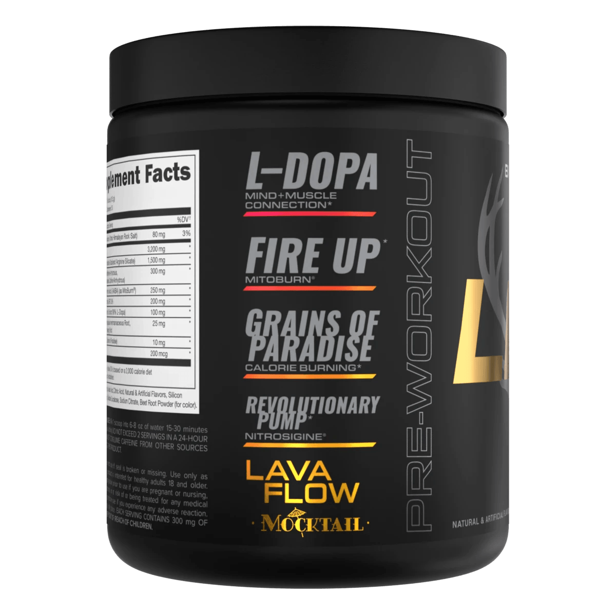Bucked UP LFG pre-workout container with Himalayan rock salt and L-Carnitine Tartrate