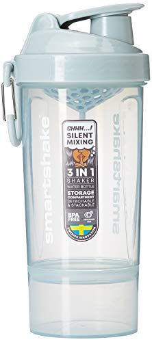 Smartshake One Shaker with light blue mixer net and detachable storage compartment