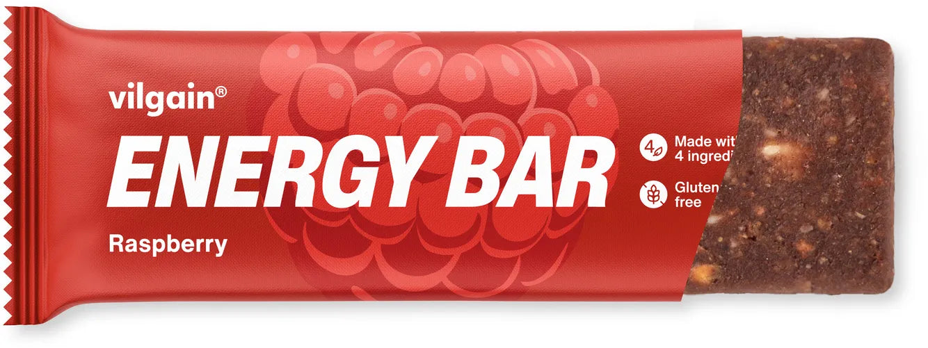Vilgain Energy Bar with raspberry flavor, part of Vilgain clean formula with meaningful ingredients