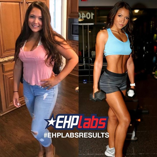 EHP Labs OxyShred Non-Stim fat loss transformation from relaxed to muscular physique