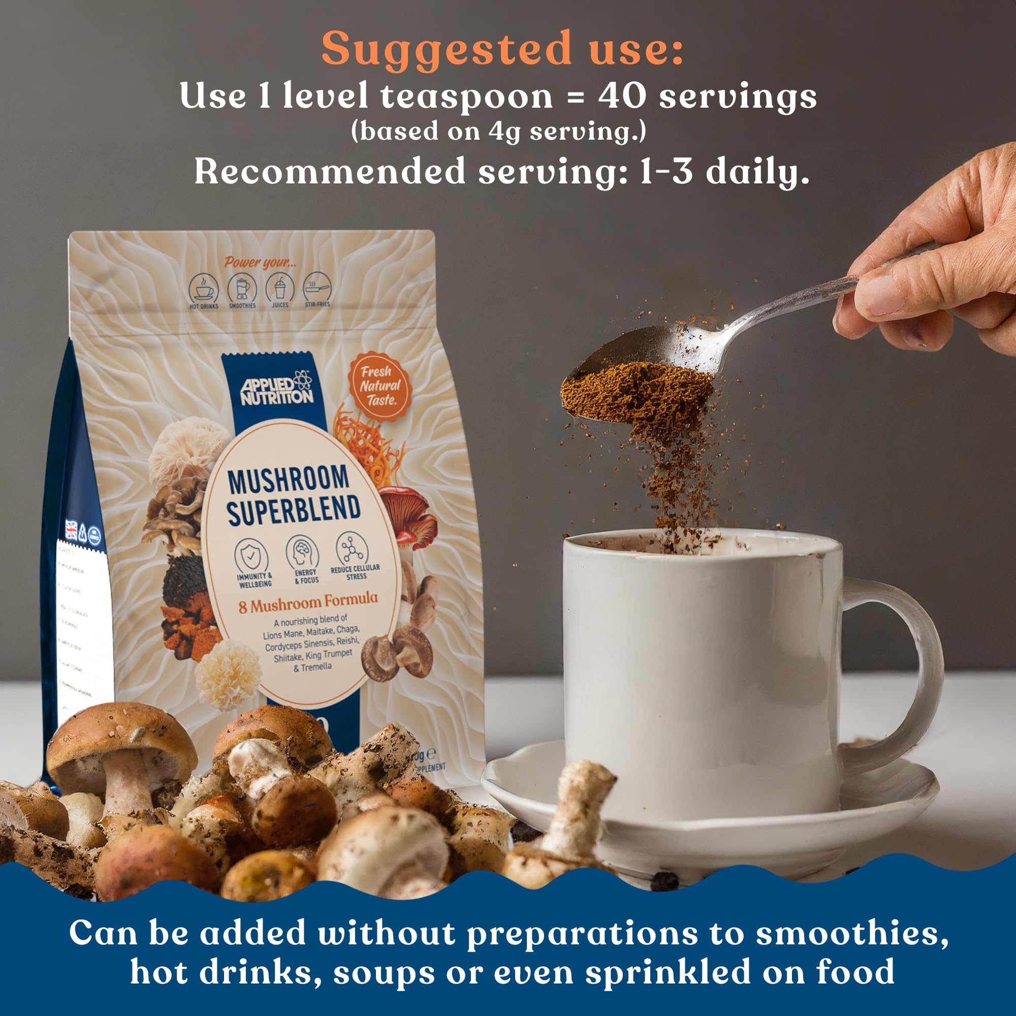 Applied Nutrition Mushroom Superblend - 160g / Unflavoured - Mushroom Powder