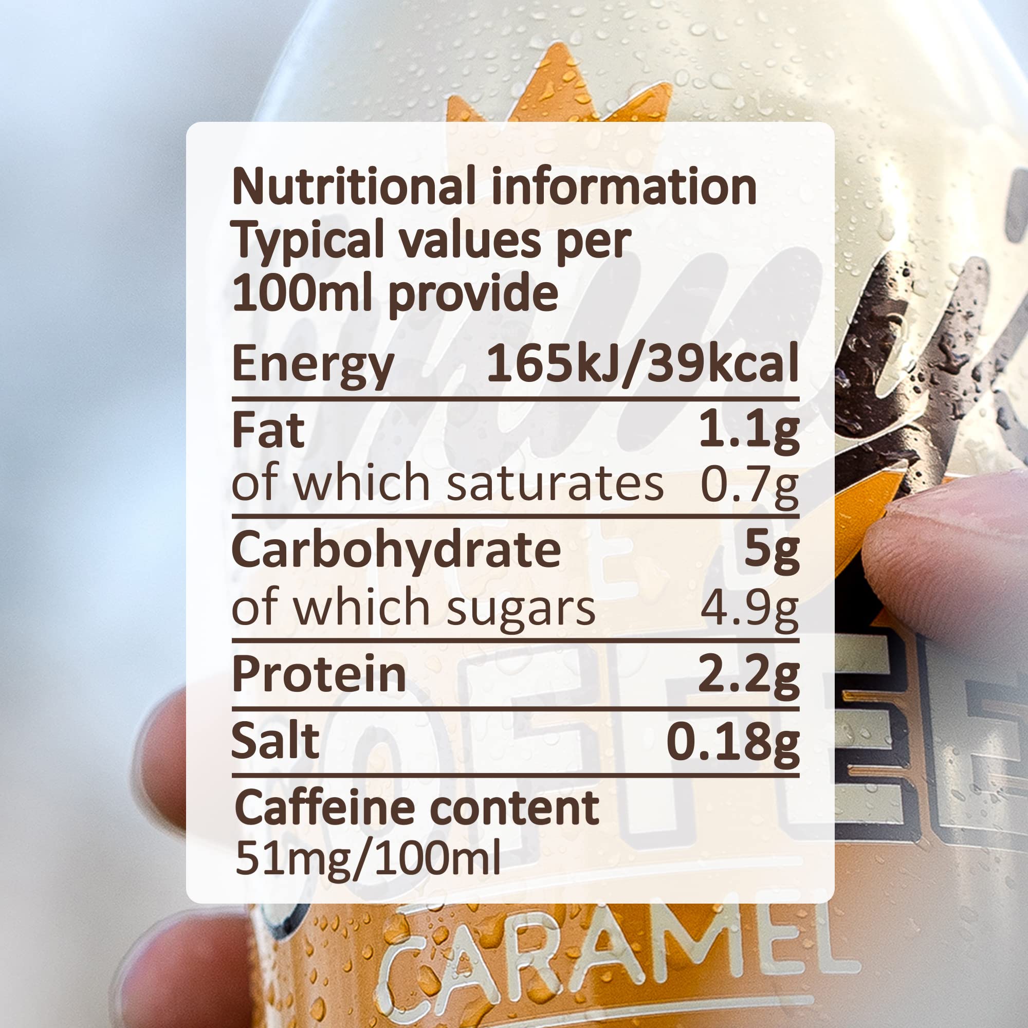 Jimmy’s Iced Coffee 12x250ml can with nutritional info label, shipping options available