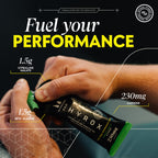 Black and green MyProtein THE Pre Workout Gel Hyrox with citrulline malate energy on-the-go vitamin B12