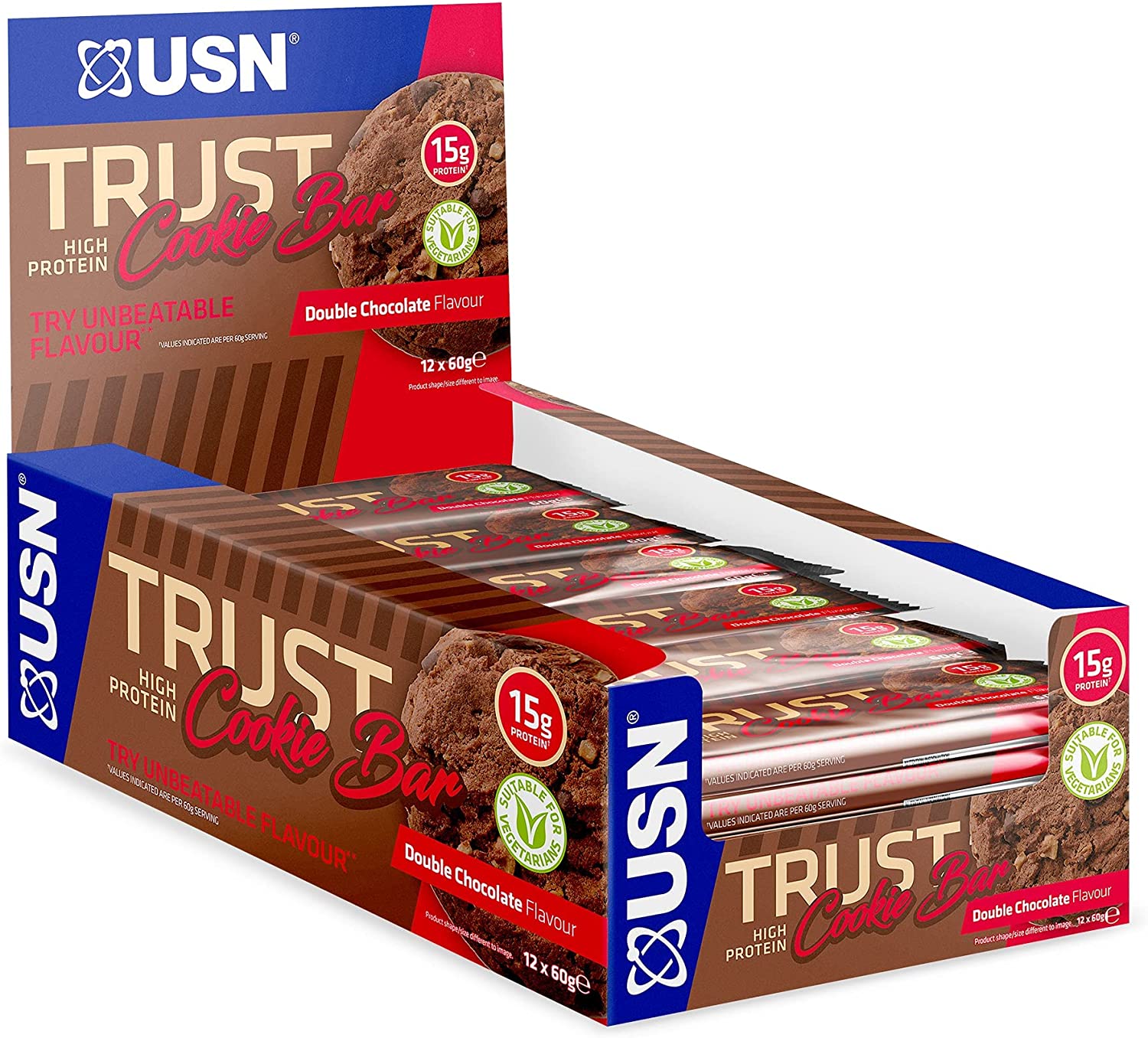 USN Trust Cookie Bars - 12x60g / Double Chocolate - Protein Bars