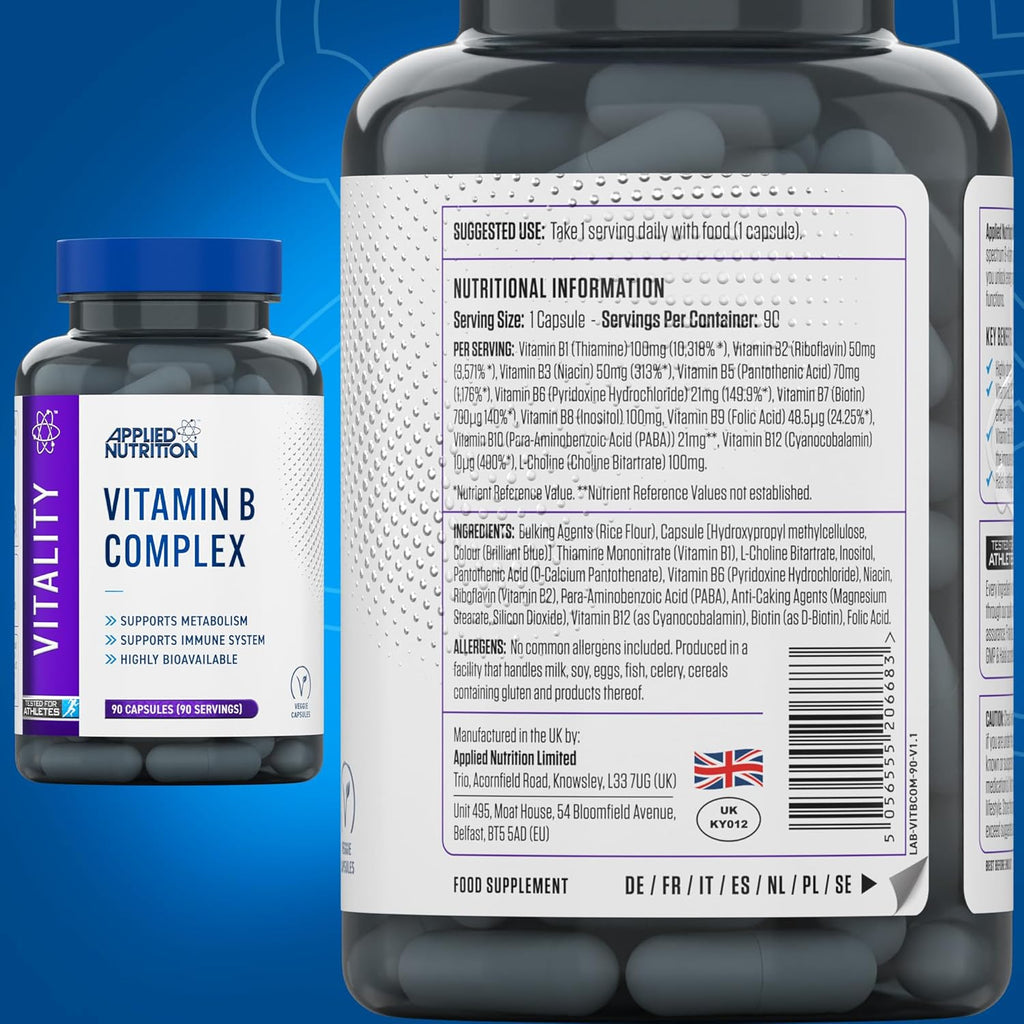 Applied Nutrition VITALITY Complex-B 90 Veg Caps - 90Veg Caps - Vitamin B-Complex