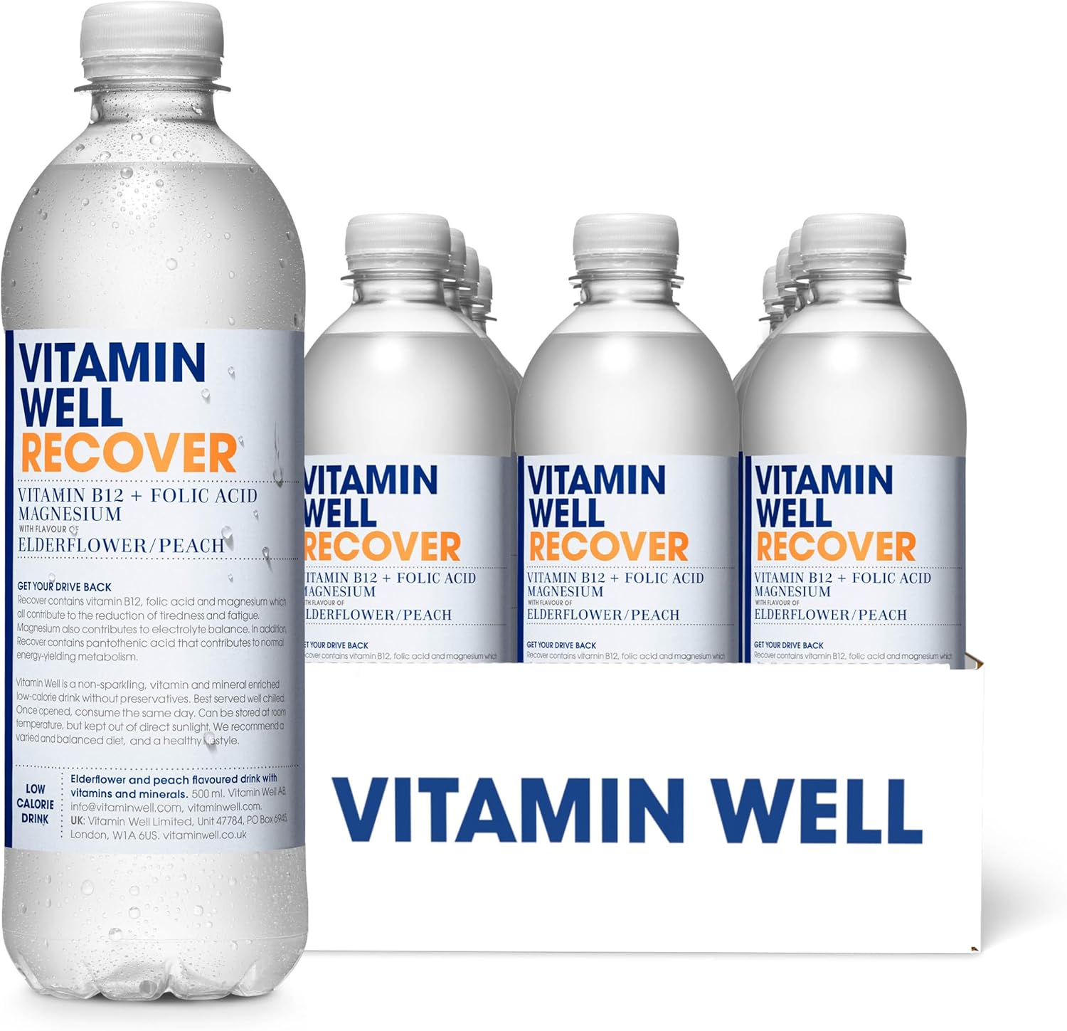 Vitamin Well Recover - 12x500ml / Peach & Elderflower - Recovery Ready-To-Drinks