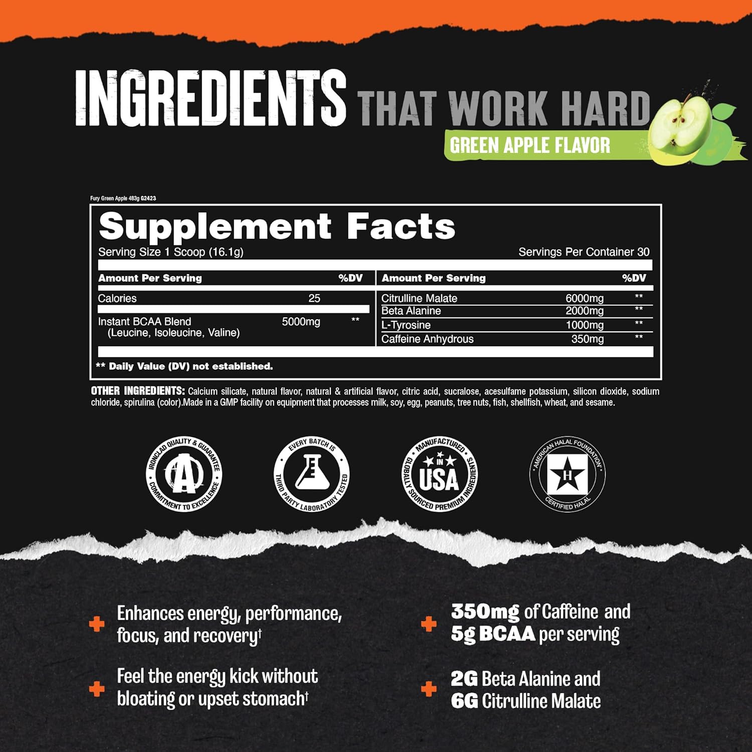 Animal Fury Pre Workout Powder | Energy, Focus, Strength, Endurance