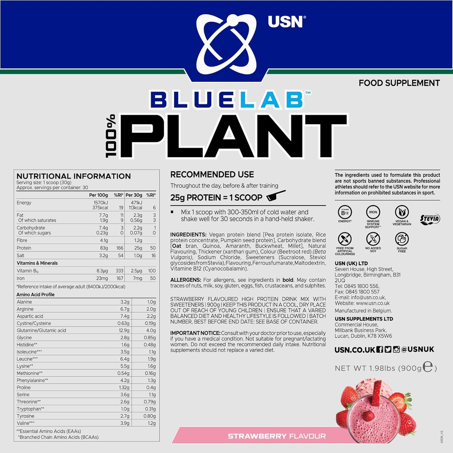 USN 100% Plant Protein - Plant Protein Powder