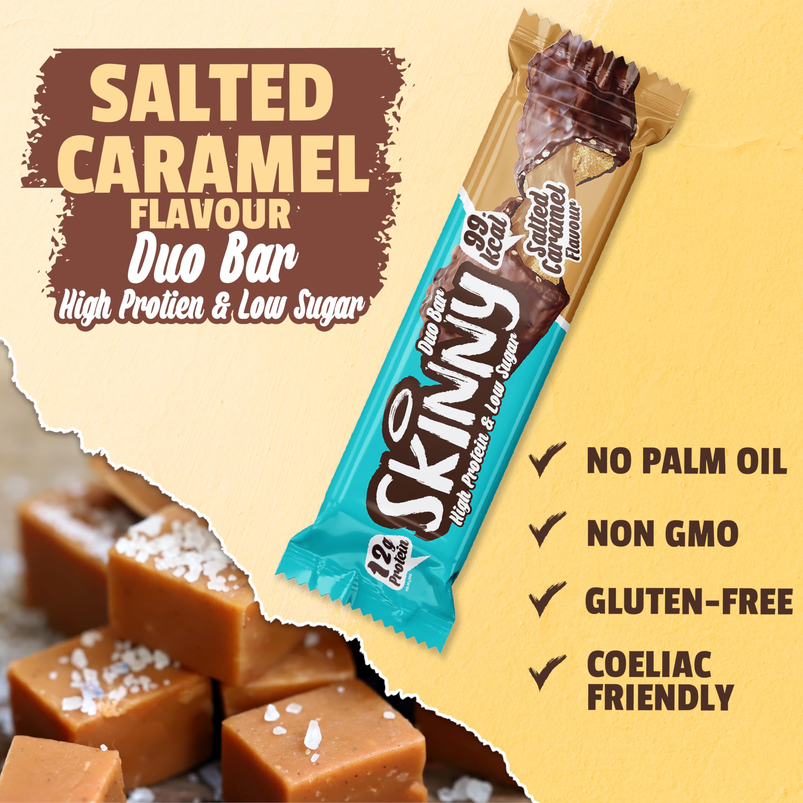 The Skinny Food Co Skinny Duo Bar - 12x60g / Salted Caramel - Protein Bars