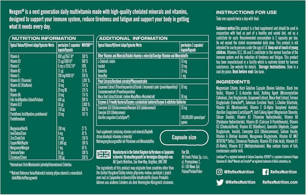Reflex Nutrition Nexgen - 60 Caps - Multivitamins