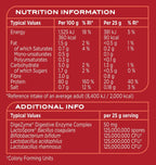 Red Reflex Nutrition Instant Whey Pro label with detailed nutrition info and enzymes