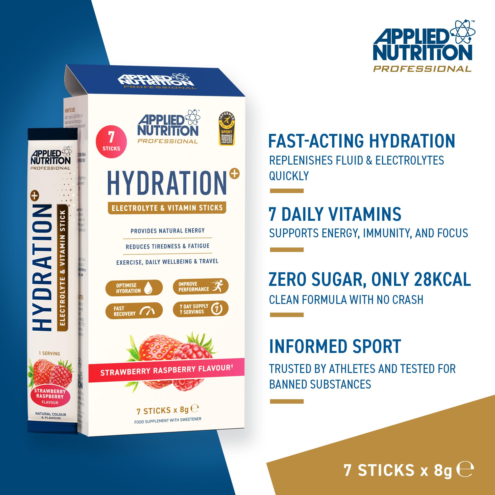 Applied Nutrition Hydration + Electrolyte & Vitamin Powder Sticks - British Brands