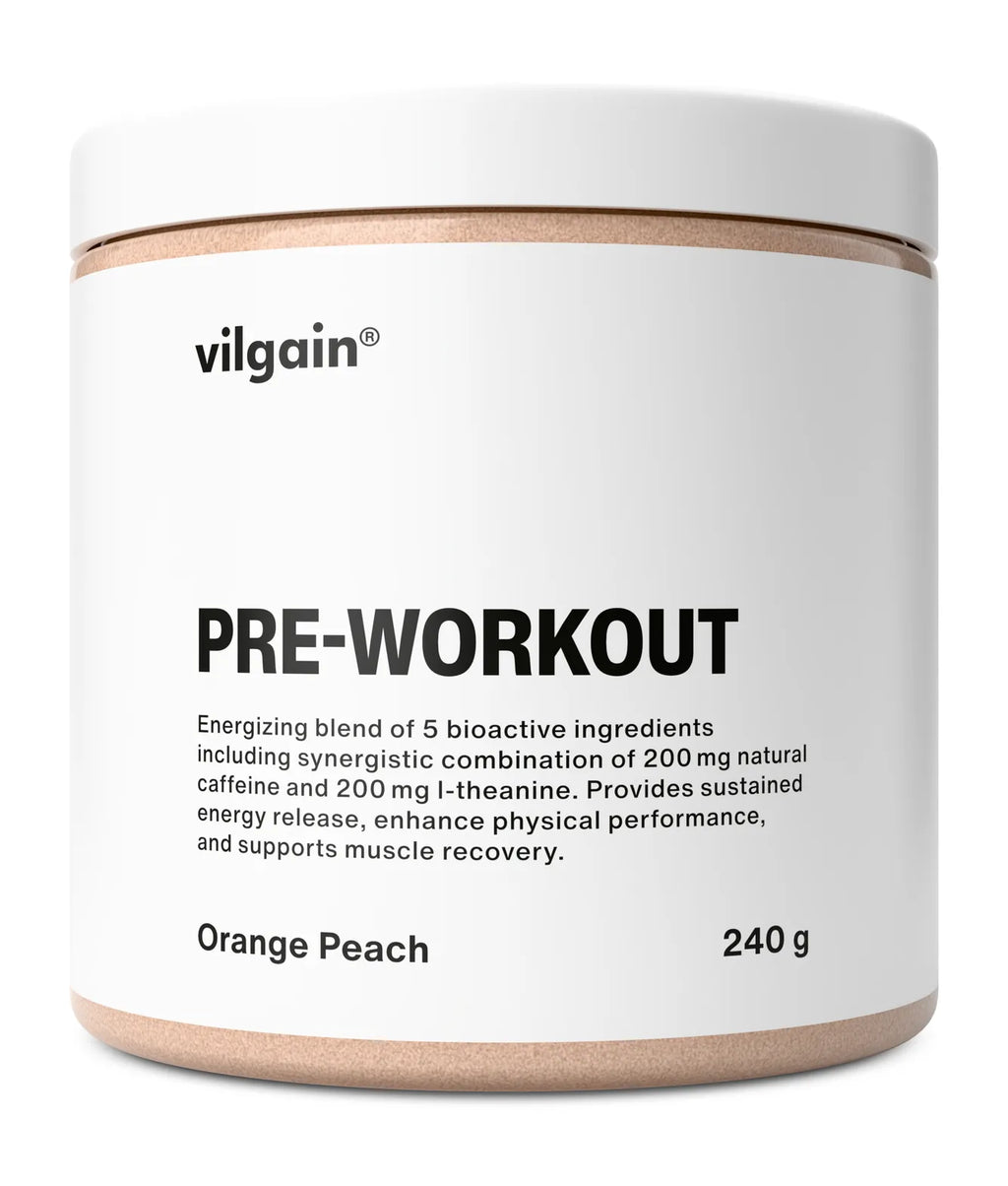 Vilgain Pre-Workout container with L-Citrulline Malate and Natcaff® caffeine