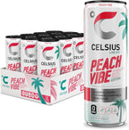 12-pack Celsius Live Fit Lifestyle Peach Vibe sparkling white peach energy drinks