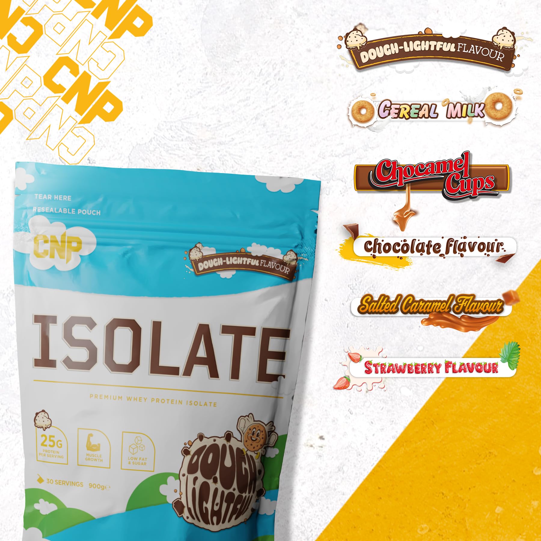 CNP Isolate whey protein isolate pouch in Dough-Lightful flavor with essential amino acids