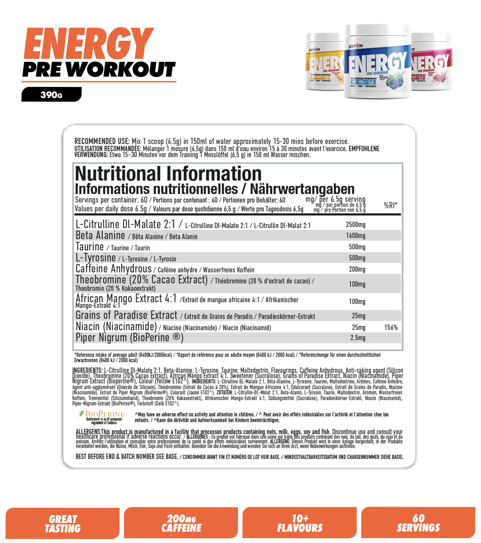 Per4m Energy Pre Workout - Pre-Workout Powder