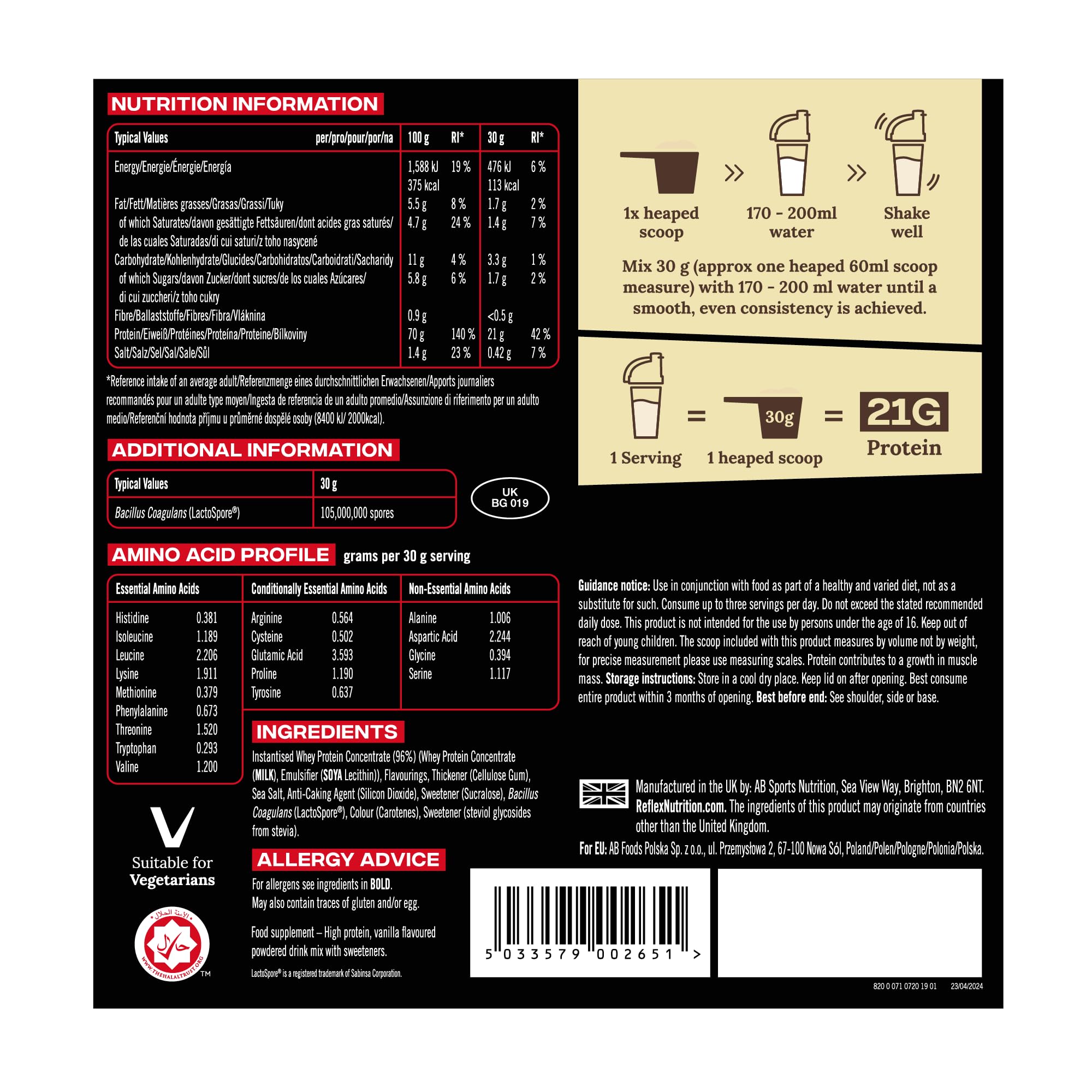 Reflex Nutrition 100% Whey - Whey Proteins