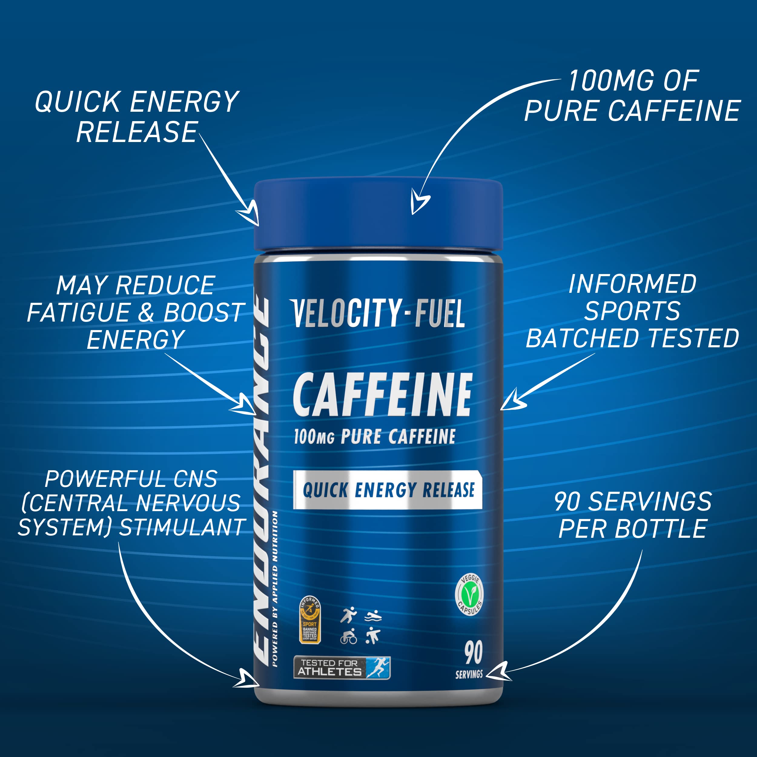 Applied Nutrition Endurance Pure Caffeine 90 Servings of 100mg
