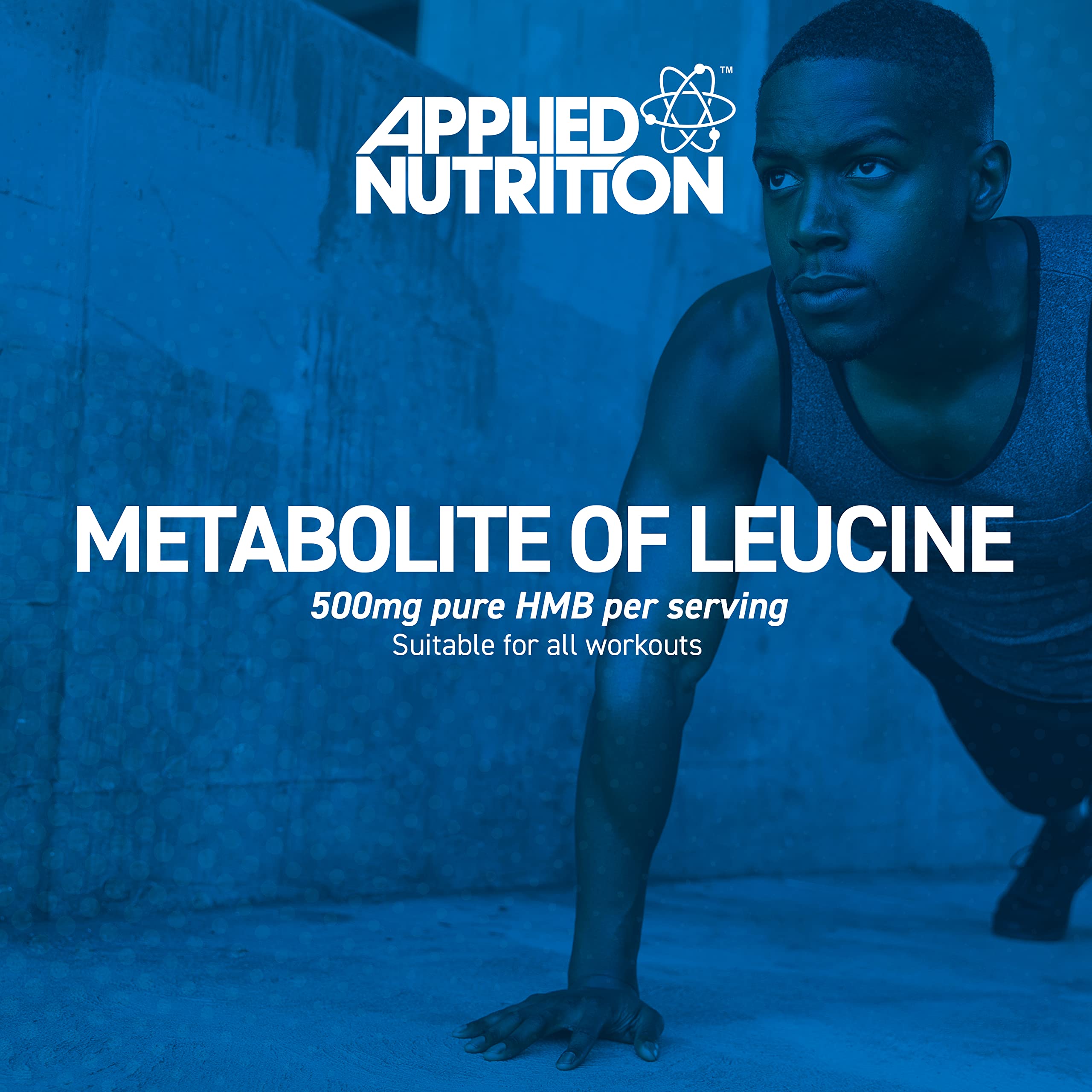 Male athlete doing push-up with applied nutrition HMB 500MG plant-based veggie capsules