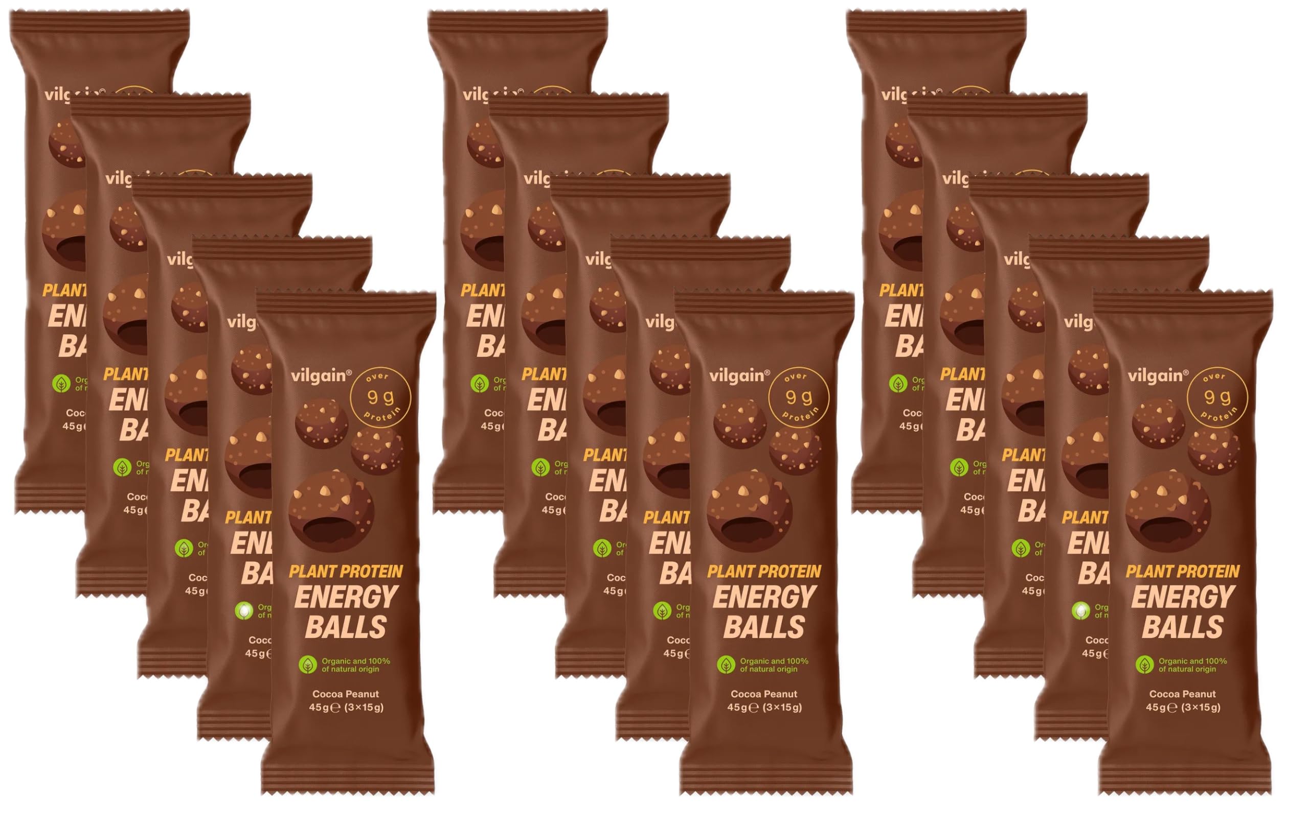 Vilgain Organic Plant Protein Energy Balls 15 x 45g