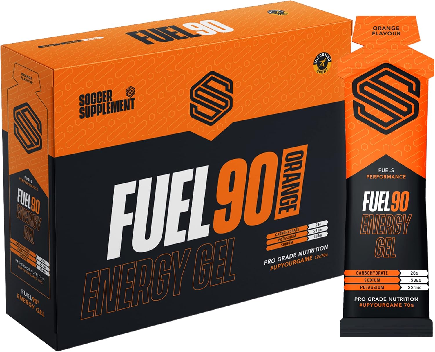 Soccer Supplement Fuel90 Energy Gel - 12x70g / Orange - Energy Gels