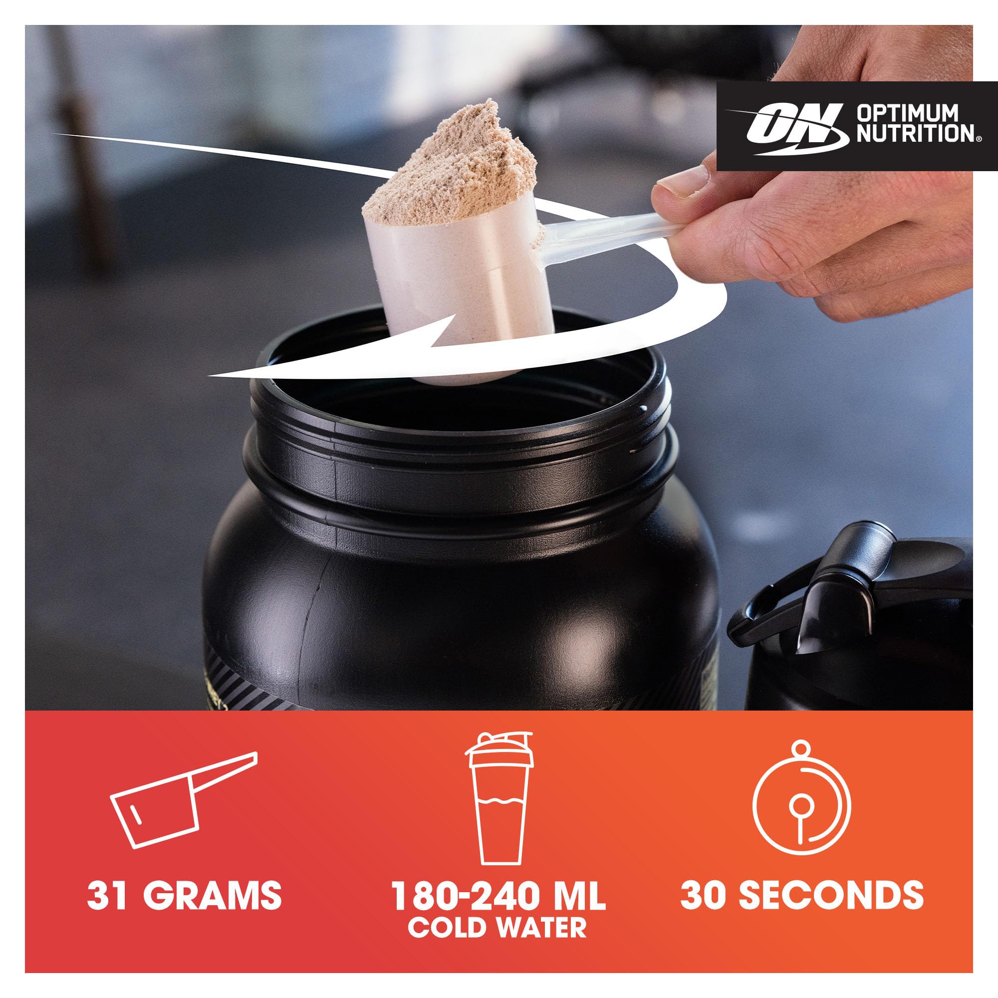 Scoop of whey protein from Optimum Nutrition Gold Standard for your fitness goals