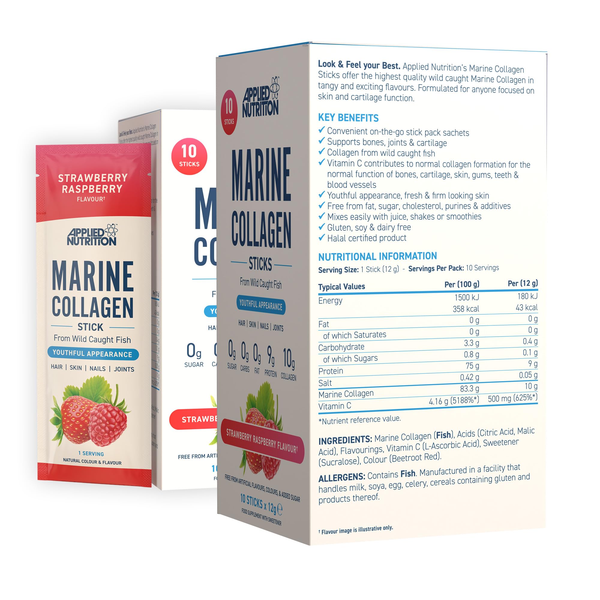 Applied Nutrition Marine Collagen Sticks - Halal
