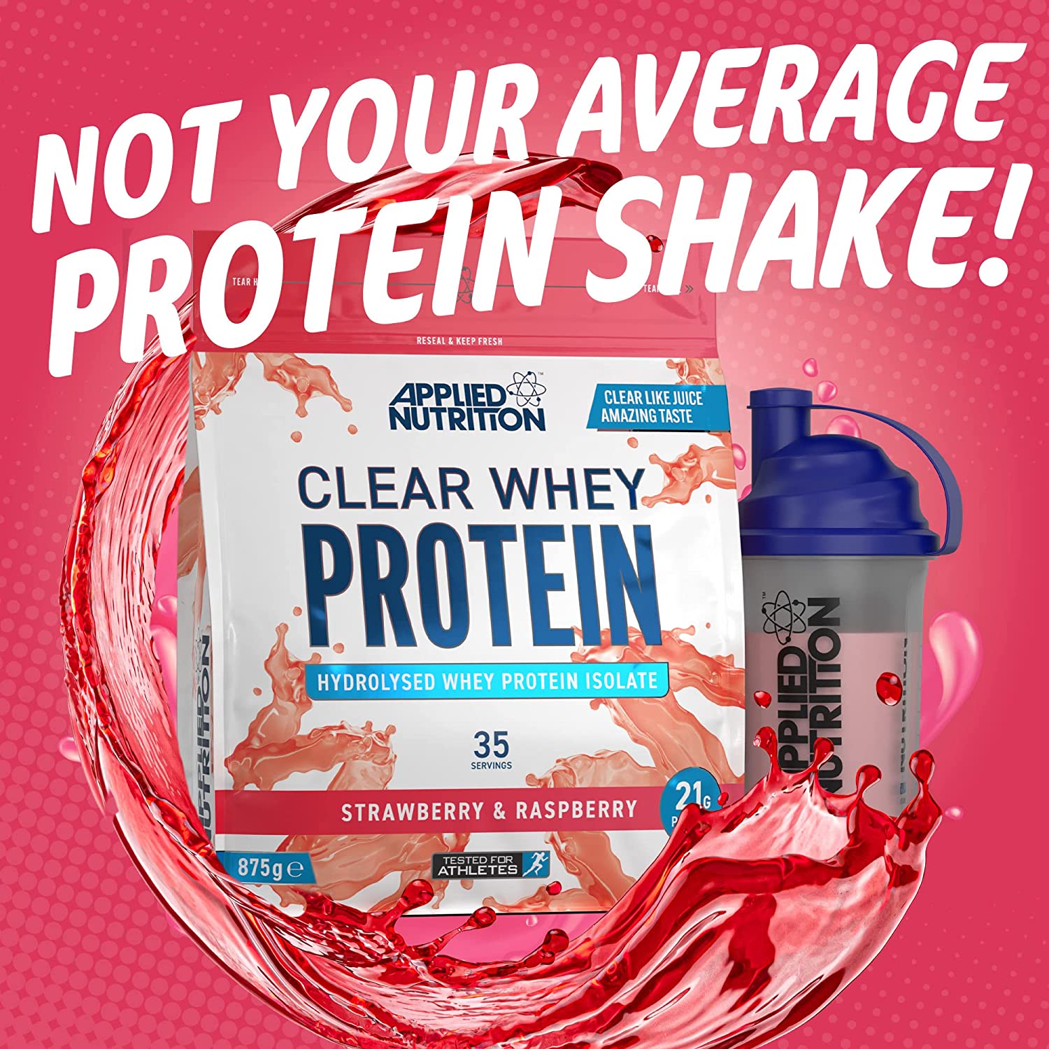 Applied Nutrition Clear Whey with strawberry and raspberry flavor for muscle recovery