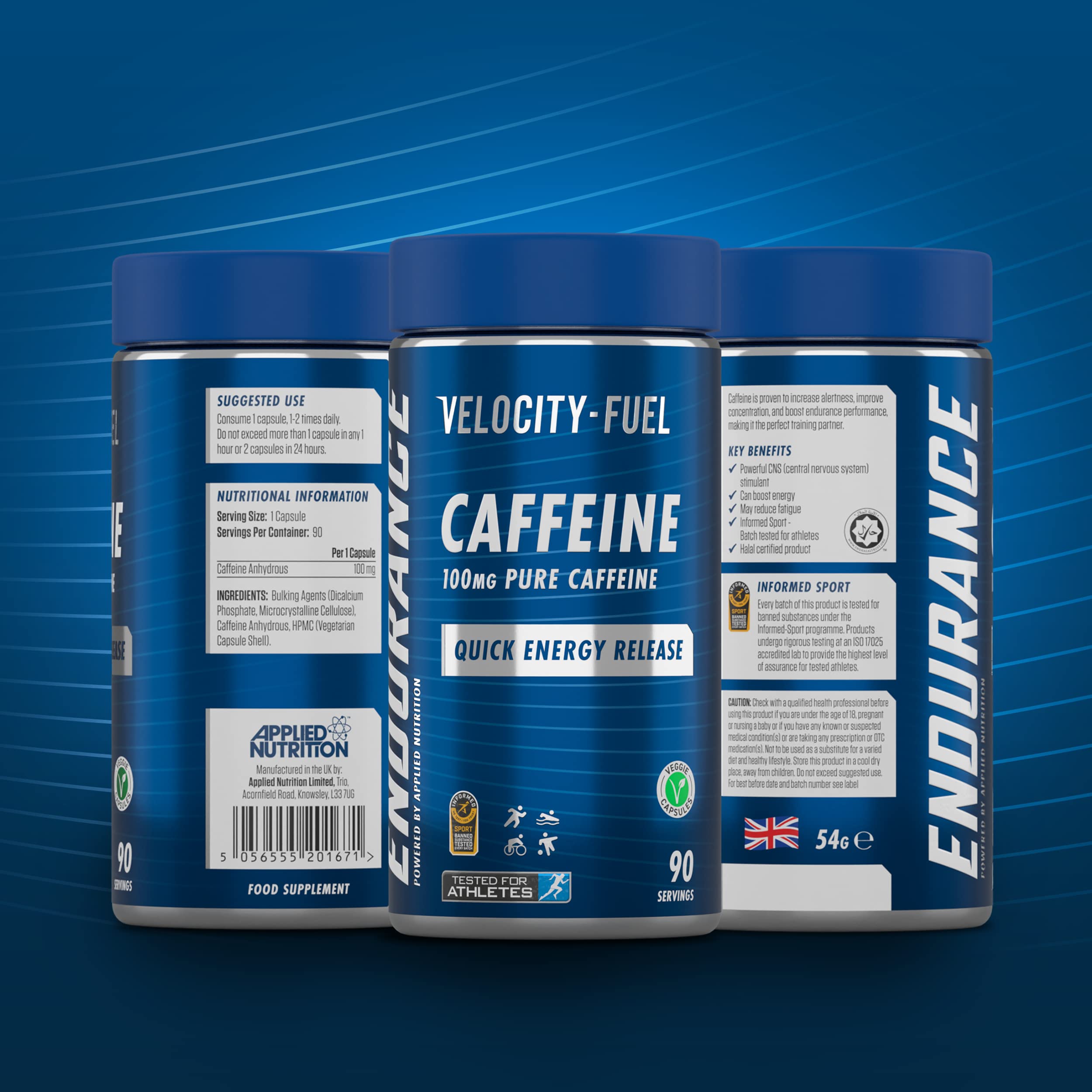 Applied Nutrition Endurance Pure Caffeine 90 Servings of 100mg